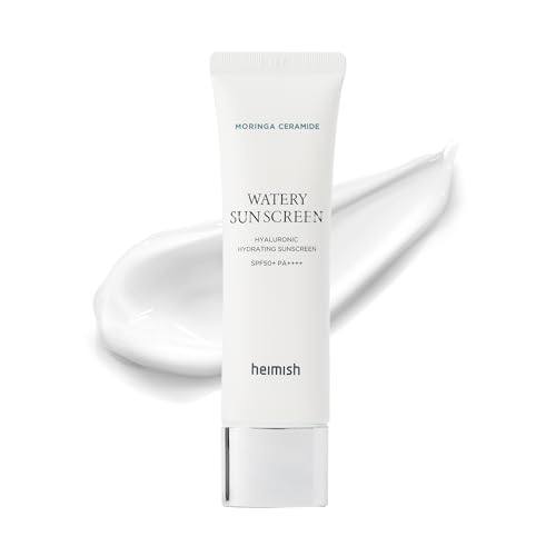 HEIMISH Moringa Ceramide Hyaluronic Hydrating Watery Sunscreen - SPF Face Moisturiser, Daily Sunscreen For Face, Broad Spectrum SPF 50, Non-greasy, Lightweight with Hyaluronic Acid, 1.7fl.oz/50ml