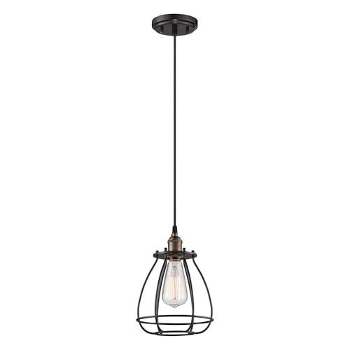 Image of Nuvo Lighting 60 /5501 Vintage Incandescent One Light Pendant Closed Cage Narrow Opening Rustic Bronze