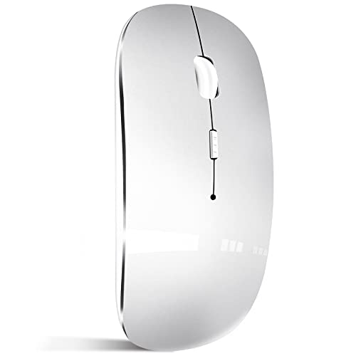 QYFP Bluetooth Mouse Rechargeable Wireless Mouse for MacBook Pro/Air/iPad/Laptop/PC/Mac/Computer Silver