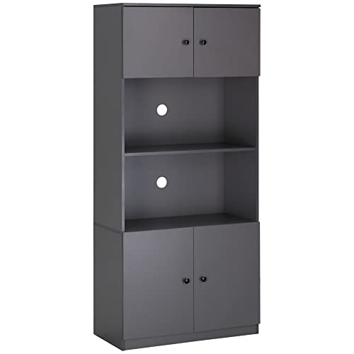 HOMCOM 71" Kitchen Buffet with Hutch, Pantry Storage Cabinet with Shelves, Open Microwave Countertop for Dining Room, Living Room, Grey HOMCOM 71" Kitchen Buffet with Hutch, Pantry Storage Cabinet with Shelves, Open Microwave Countertop for Dining Room, Living Room, Grey