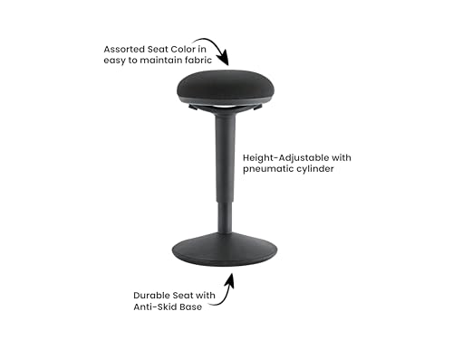 Image of Kore Design Wobble Stool for Standing Desks, Ergonomic Wobble Chair for Adults /Kids, Perfect for Classroom Seating, Round Curved Seat for Active Sitting Vanity Desk Stool for Home /Office Use, Black