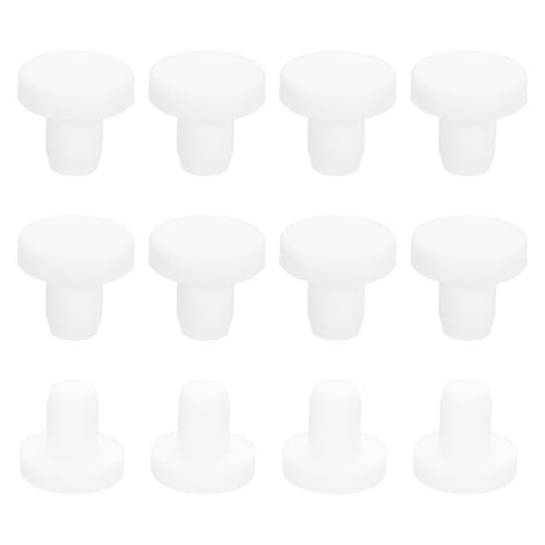 uxcell 35Pcs Silicone Hole Plug 7mm, White High Temp T Type Rubber Stoppers for 6.3-7.05mm Hole, Solid Waterproof Button Hole End Covers for Powder Coating, Sealing Plugs, Pipe Holes