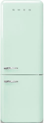 Smeg FAB38 Retro Style Refrigerator with Bottom Freezer – Made in Italy – Multiflow Cooling – LED Lighting – Glossy Finish – 3 Adjustable Glass Shelves - Pastel Green