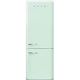 Smeg FAB38 Retro Style Refrigerator with Bottom Freezer – Made in Italy – Multiflow Cooling – LED Lighting – Glossy Finish – 3 Adjustable Glass Shelves - Pastel Green