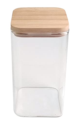 BIRAMBEAU - Ustensiles de Cuisine - Bocal en Verre - Boîtes Conservation - Couvercle Bambou - Idéal Conservation Aliments Secs - Courses Vrac - Capacité :...