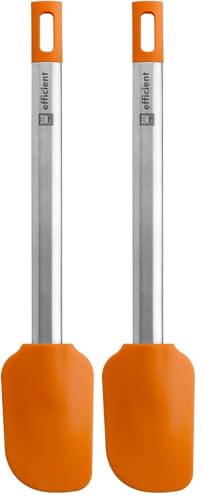 BRA Efficient Lengua Pastelera de Cocina, Acero INOX, Nailon y Silicona, Naranja, 27.5 cm (Paquete de 2)