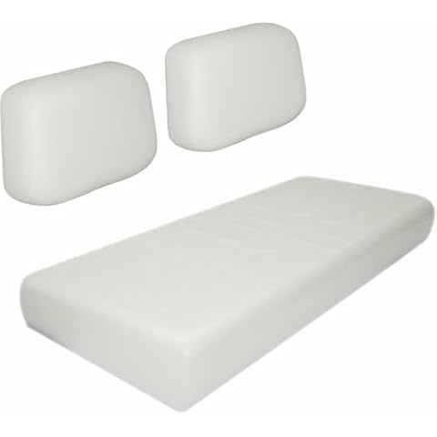 Buggies Unlimited Golf Cart Seat Back and Bottom Cushion Set Compatible with Club Car DS | Seat Replacement | Fits 1979-2000 Models (White) Cover