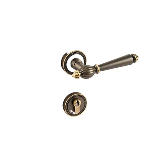 OYUXICWD American All Copper Indoor Silent Door Lock Villa Solid Wood Mechanical Bedroom All Copper Precision cast Pure Copper Lock(Coffee Bronze Magnetic)