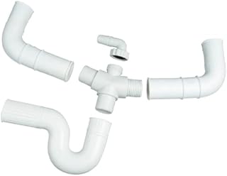 Conjunto Completo de Sifón Doble de Goma para Fregadero con Toma a Lavavajillas o Lavadora