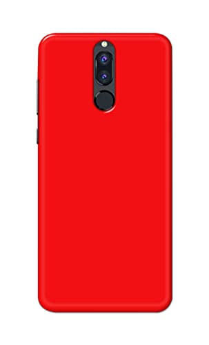 Image of Printed Hard Back Cover Case for Huawei Mate 10 Lite | Huawei Nova 2i | Honor 9i Back Cover (Plain Red) -1803
