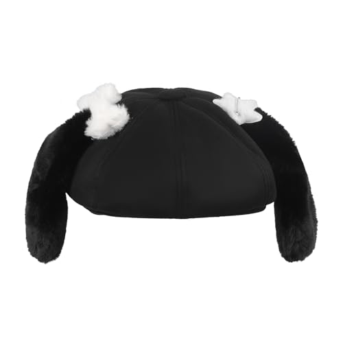 Greenery-GRE Womens Cute Puppy Ear Cap Furry Baseball Hat with Bowknot Kawaii Lolita Cosplay Beanies for Girls Teens4