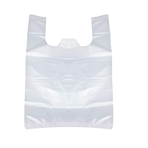 Lemecoo Bolsas de plástico para camisetas con asas, 47 x 30 cm, 150 unidades, bolsas de la compra transparentes reutilizables