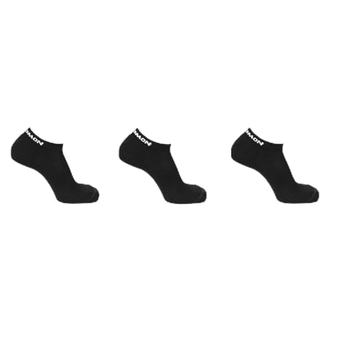 SALOMON Flow Low 3-pack Calcetines Trail Running Senderismo MTB, Unisexo, No se mueve, Comodidad protectora, Amortiguación, Blanco/Negro, 5 ½ - 7