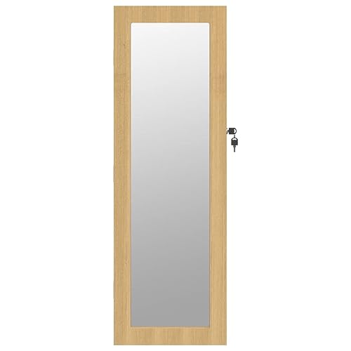 Armario para joyas con espejo de pared organizador con ganchos antienredos 5