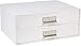Bigso Birger 2-Drawer Fiberboard Label Frame Document Letter Box | Desktop Drawers for Loose Papers, Documents, and More | Desktop Storage Drawers with Metal Label Holder | 13.1” x 10” x 5.7” | White