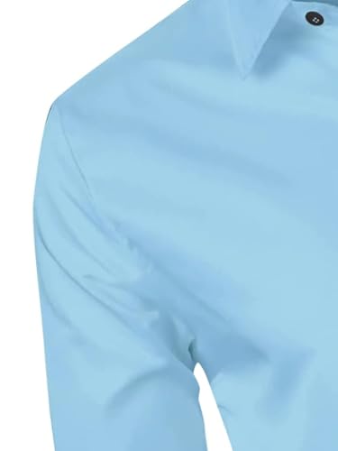 Image of BABIRUSA Men's Cotton Blend Shirt with Solid Bottom Down Long Sleeve Spread Collared Neck Regular Fit and Standard Length | Shirt for Man