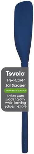 Tovolo Silicone Jar Spatula Long Handled Rubber Scraping Scooping Tool for Peanut Butter Jam Jelly Jars Blenders, Extra Long Flex Core Silicone Jar Scraper Dishwasher Safe BPA Free, Deep Indigo