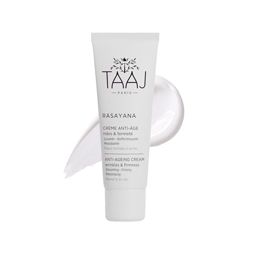 TAAJ | Crème Anti-Âge - RASAYANA | Lissante, Raffermissante & Repulpante | Apporte une réponse ciblée contre les Rides, Ridules & la perte de Fermeté | Rides Lissées | Peau plus Ferme | Vegan | 50 ml
