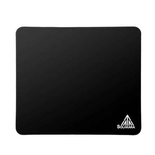 Image of SOLAKAKA EP9 Black Gaming Mouse Pad- 4MM Thick 17.7 inchx15.7 inch (450x400mm) Large Mouse Pad, Micro-Woven Precision Surface, Non-Slip Rubber Base, Stitched Edge- FPS,MOBAs,RTS,MMO