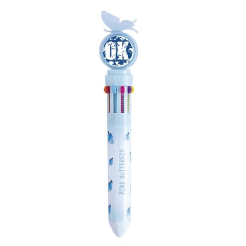 Stylo à bille rétractable multicolore écriture scolaire avec illustration ronde et rigolote