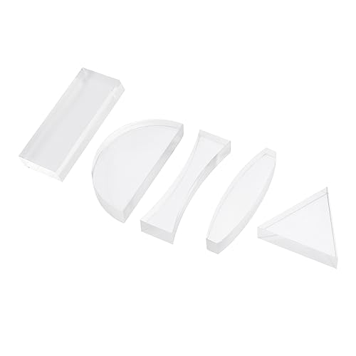 JUMPLAWN Juego De Lentes Ópticas Acrílicas Para Enseñanza De Física, 5 Piezas Lentes Cóncavas y Convexas, Económico y Portátil Para Experimentos Escolares De Ciencia