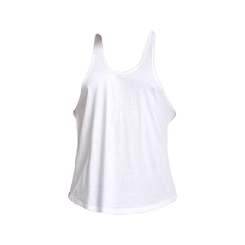 Maiyifu-GJ Men's Y-Back Muscle Tank Tops Sleeveless Bodybuilding Gym Workout Shirt Fitness Training Cool Athletic Vests (White,Medium)