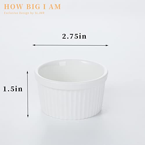 3 Oz Ramekins - 6 Pcs Porcelain Ramekins Dishes For Souffle,Creme Brulee, Pudding, Custard Cups,Bakeware Bowls Set For Baking,Oven Safe, White 2.75 Inch #TOP1
