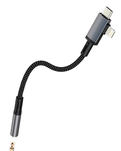 Aux - USB C LightningA_v^[ iPhone 17 16 15 14 13 Pro Max(2in1)p 3.5mm wbhzWbN I[fBIP[u iPad ԗp O Android }CN Adaptadores ANZ