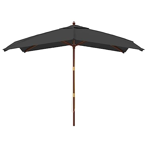 Parasol anthracite de qualité supérieure avec mât en bois solide 3x3m