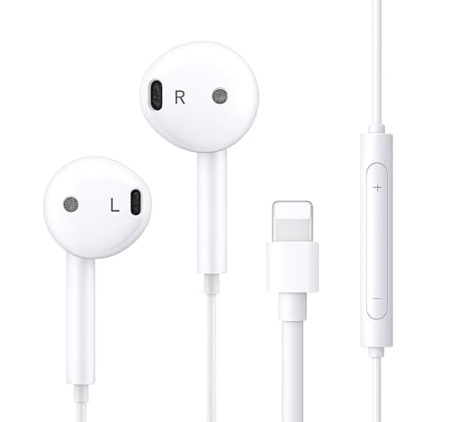 Image of Original for iPhone 14, 13, 12, 11, XR, XS, X, SE - Lightening Wired Earphones with Dynamic Audio, Clear Mic & Tangle-Free Design