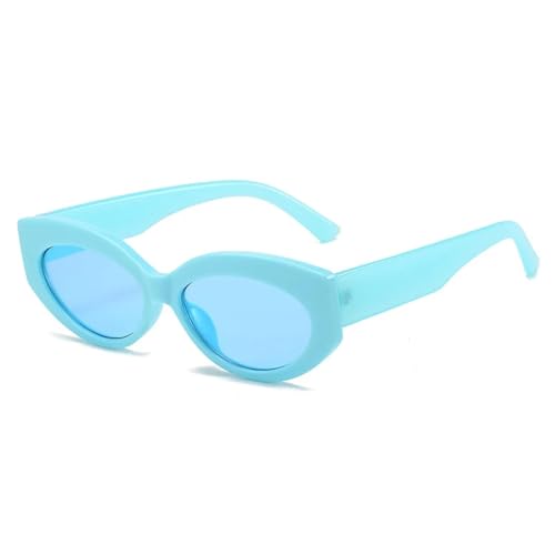 Lunettes de soleil verres ovales bleu gelée rétro et UV400 tendance femme