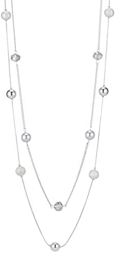 FULU AUTUMN Long Layered Statement Necklaces for Women Silver Crystal shell Chain Necklace Boho Costume Jewellery Birthday Gifts