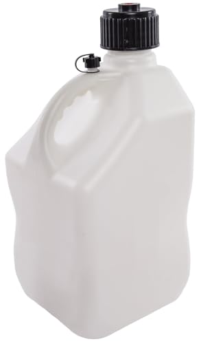 JEGS Square White Jug - 5-Gallon Capacity - Contoured Handle - Exterior Fluid Level Markings - Leak-Free Seal - Unbreakable Cap - Made In USA