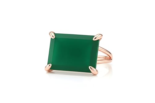 Bague en pierre naturelle verte onyx or rose pour cadeau de Noël et anniversaire