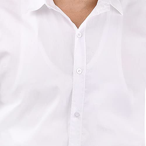 Image of Men's Solid Cotton Blend Formal Shirt with Pocket | Plain Design with Spread Collar & Full Sleeves - Regular Fit (Pack of 2)
