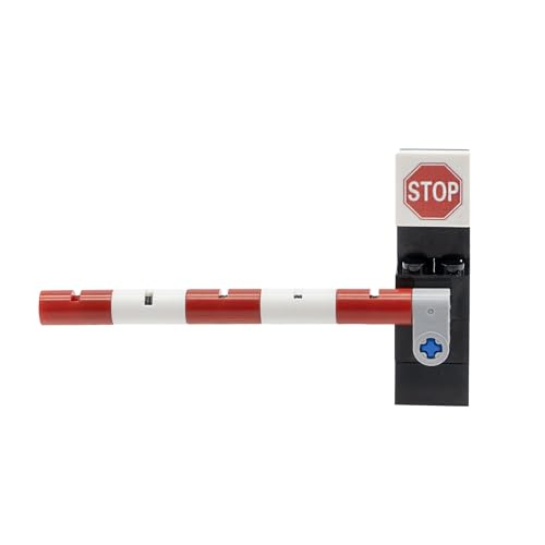 PLAYZOCO Señal trafico Barrera Paso Juguetes construcción, señal trafico Juguete, Accesorio señalización Juguetes, Mini Barrera tráfico, 5.5 cm Altura x 9.1 cm Longitud Barrera, Compatible con Lego