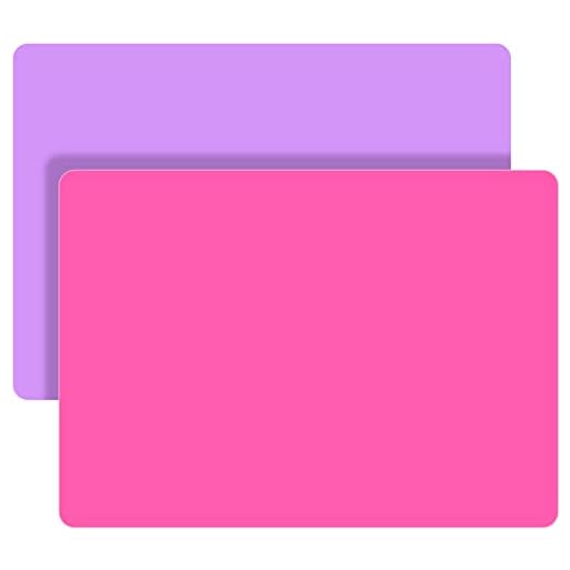 Silicone Mats for Crafts, LEOBRO 2 Pack Silicone Mat for Jewelry Resin Casting Molds, 11.69" x 8.26" Silicone Mats for Epoxy Resin, Resin Molds, DIY Art Crafts, Hot Pink & Light Purple