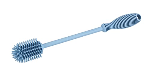 WENKO Goupillon en silicone Sia Bleu - Brosse de nettoyage, brosse à verres, Silicone, 3.5 x 25 x 3.5 cm, Bleu