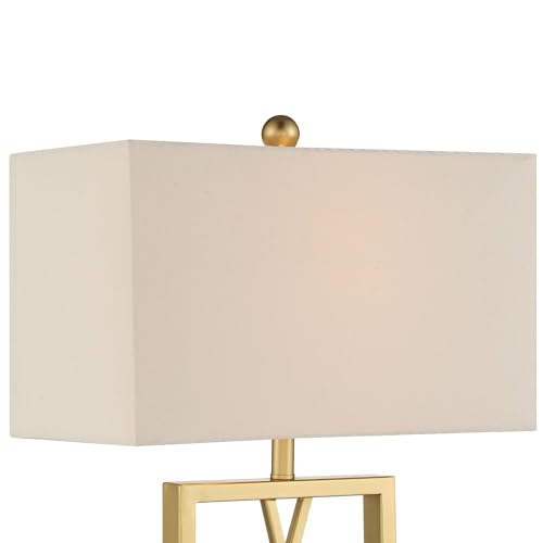360 Lighting Claudia 26 1/2\" Tall Open Metal Base Modern Glam Luxury Table Lamps Set of 2 Gold Finish White Shade Living Room Bedroom Bedside Nightstand House Office Home Reading Kitchen Entryway - Thumbnail 3