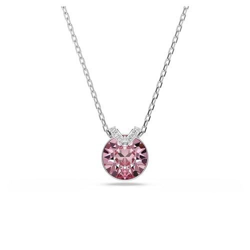 Swarovski Bella V pendant, Round cut, Pink, Rhodium finish