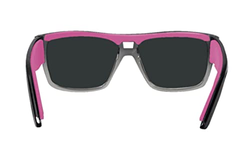 BOMBER Sunglasses for Women with two Tone Crystal Smoke Frame with Pink Polarized Mirror Lens Non Slip Pink Foam Lining- IRE114PMPF3