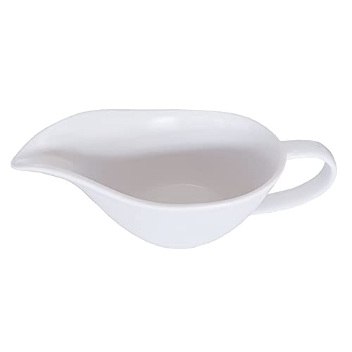 Sizikato Classic Matte Pure White Porcelain Easy Pour Gravy Sauce Boat Creamer Pitcher. 7 Oz