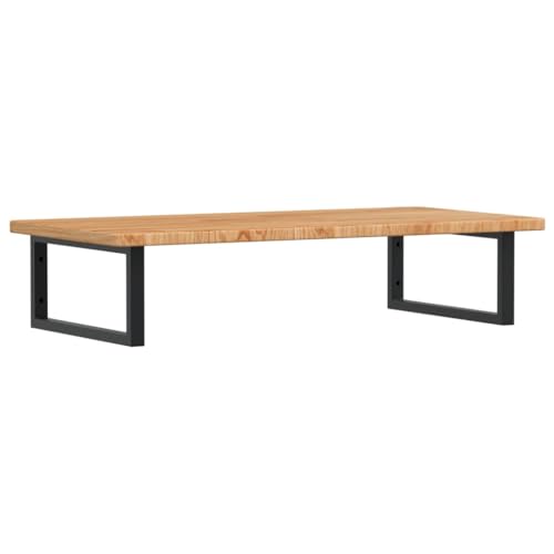vidaXL Waschtischplatte mit Halterung, Holzplatte Waschtischkonsole Wandmontage, Waschbeckenplatte Wandkonsole Wandregal, Stahl Massivholz Eiche