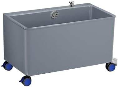 Large Commercial Plastic Mop Sink - Deep Floor-Standing Laundry Room Drain Trough, Portable & Movable for Kitchens, Restaurants & Commercial Spaces (White, High Capacity)