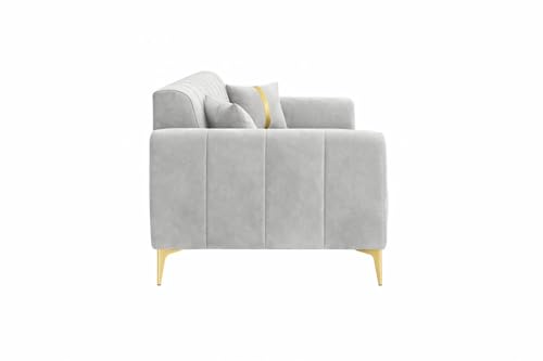 Image of Hermione 4 Seater L Shape Sofa Set with Movable Ottoman | Flexible Left or Right Layout | Luxe Velvet Suede Fabric | Comfortable Seating | Modern Sofa for Living Room - Light Gray