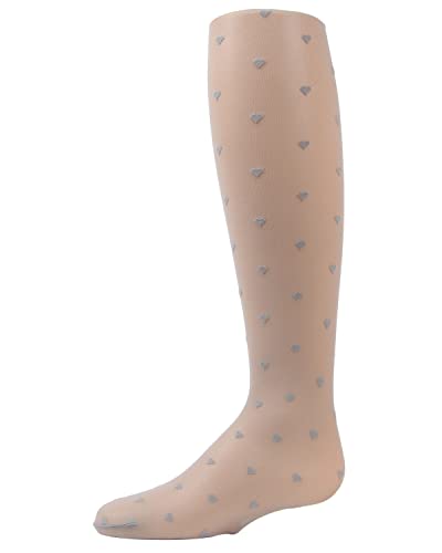 Memoi Polka Dot Heart Sheer Girls Tights Silver 4-6 #TOP29