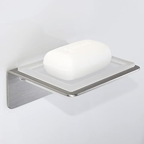 Frafuo Shower Soap Holder for Shower Wall -Minimalist Design SUS 304 Shower Soap Dish for Shower Wall-No Drilling Bar Soap Holder for Shower-Soap Dished for Bar Soap Max Bearing 10LB Cover
