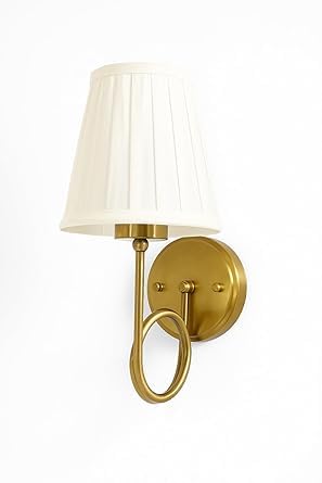 Image of Imperial Grace Vintage Gold Wall Lamp | Classic Cream Fabric Platted Shade | Wall Lamp with Metal Frame | Decorative Lighting Fixture for Living Room, Bedroom (ALD-159-WL)