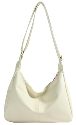 Slouchy PU Leather Hobo Bags Women Trendy Underarm Shoulder Bag Cute Crescent Crossbody Purse Retro Satchel Tote Handbag -  Caissip, C-M-25SKB01-Beige