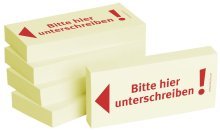 5X Bedruckte Haftnotizen - Text: Bitte hier unterschreiben BIZSTIX 1301010143 5 x 100 Blatt 75 x 35 mm